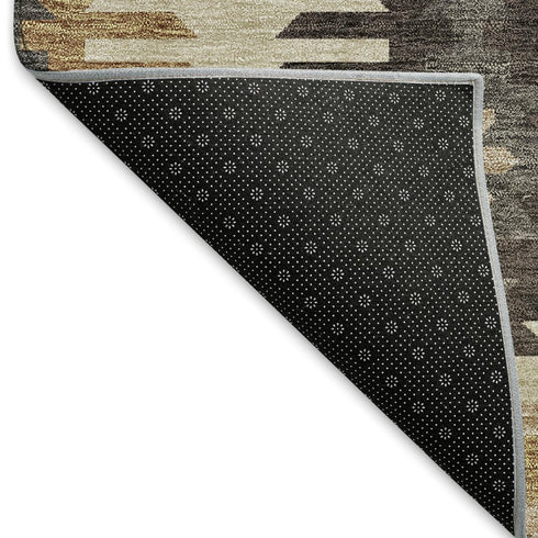 5' X 8' Beige Copper And Gold Southwestern Washable Area Rug With UV Protection