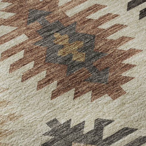 8' X 10' Beige Copper And Gold Southwestern Washable Area Rug With UV Protection