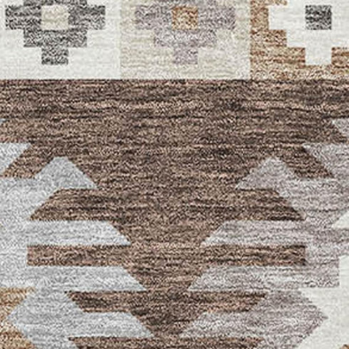 8' X 10' Brown Taupe And Ivory Southwestern Washable Area Rug With UV Protection