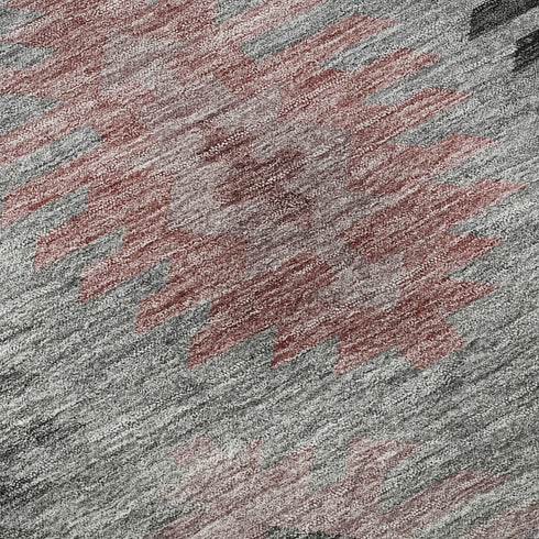 5' X 8' Gray Mauve And Silver Southwestern Washable Area Rug With UV Protection