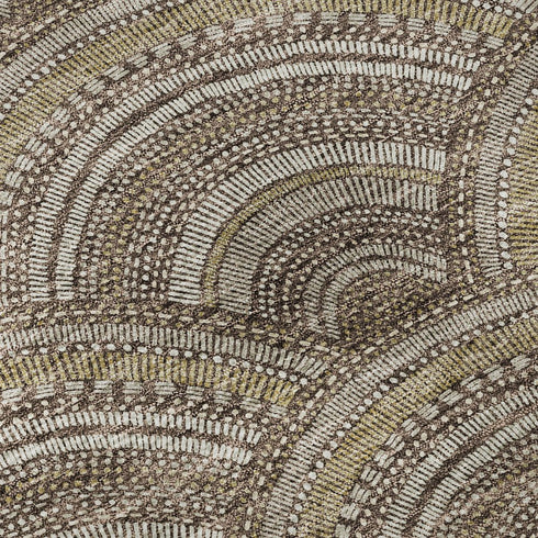 5' X 8' Brown Beige And Taupe Geometric Washable Area Rug With UV Protection