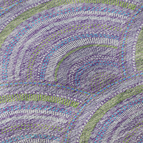 5' X 8' Lavender Olive Green And Ivory Geometric Washable Area Rug With UV Protection