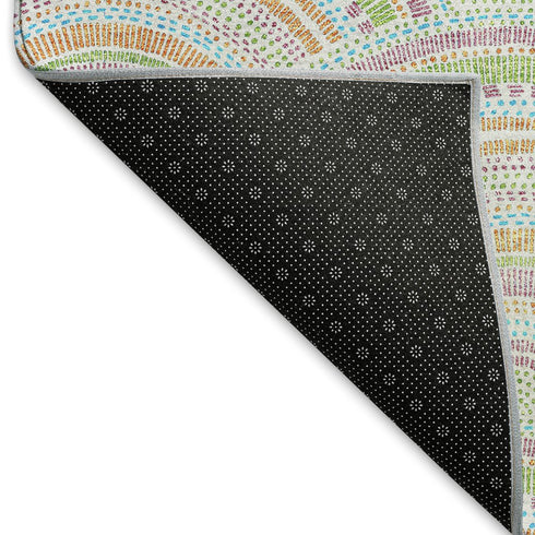 8' X 10' Pearl Orange And Green Geometric Washable Area Rug With UV Protection