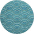8' Teal Ivory And Fern Green Geometric Washable Round Rug With UV Protection