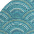 8' Teal Ivory And Fern Green Geometric Washable Round Rug With UV Protection