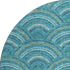 8' Teal Ivory And Fern Green Geometric Washable Round Rug With UV Protection