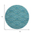 8' Teal Ivory And Fern Green Geometric Washable Round Rug With UV Protection