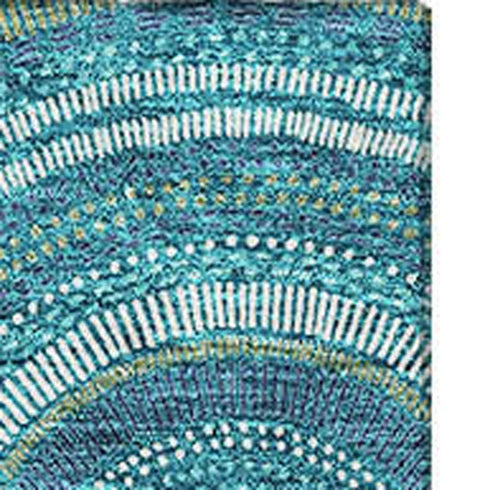 8' X 10' Teal Ivory And Fern Green Geometric Washable Area Rug With UV Protection