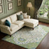 8' X 10' Artichoke Green Ivory And Blue Oriental Washable Area Rug With UV Protection