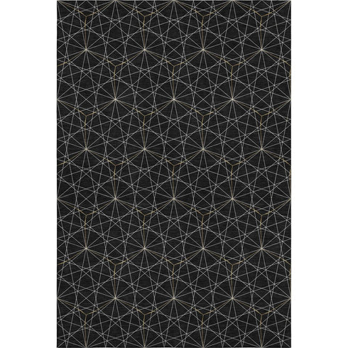 5' X 8' Black And Ivory Geometric Washable Area Rug With UV Protection