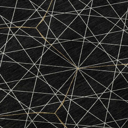 5' X 8' Black And Ivory Geometric Washable Area Rug With UV Protection