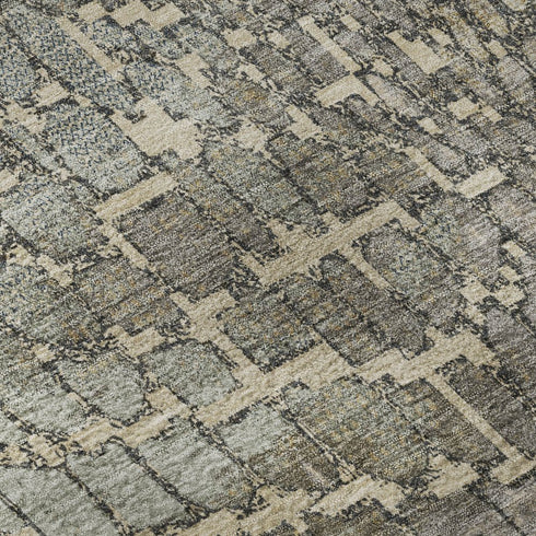 5' X 8' Beige Taupe And Ivory Abstract Geometric Washable Area Rug With UV Protection