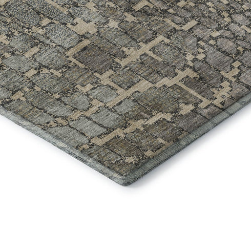 8' X 10' Beige Taupe And Ivory Abstract Geometric Washable Area Rug With UV Protection