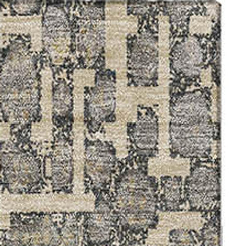 8' X 10' Beige Taupe And Ivory Abstract Geometric Washable Area Rug With UV Protection