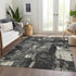 9' X 12' Black And Ivory Abstract Washable Area Rug With UV Protection