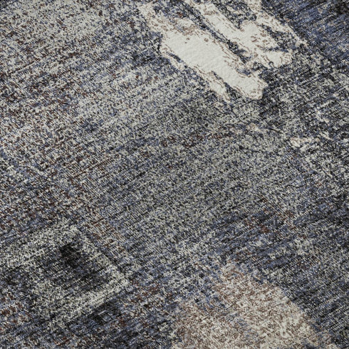 5' X 8' Charcoal And Silver Abstract Washable Area Rug With UV Protection