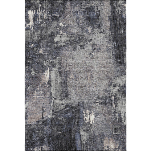 5' X 8' Charcoal And Silver Abstract Washable Area Rug With UV Protection