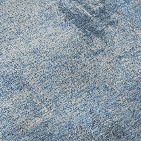 5' X 8' Denim Blue And Ivory Abstract Washable Area Rug With UV Protection