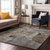8' X 10' Gray Brown And Ivory Abstract Washable Area Rug With UV Protection