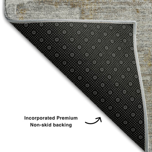 8' X 10' Gray Brown And Ivory Abstract Washable Area Rug With UV Protection