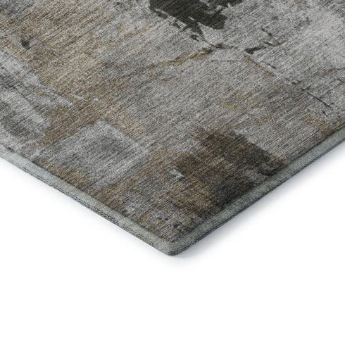 8' X 10' Gray Brown And Ivory Abstract Washable Area Rug With UV Protection