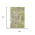 5' X 8' Lime Green Pink And Yellow Abstract Washable Area Rug With UV Protection