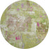 8' Lime Green Pink And Yellow Abstract Washable Round Rug With UV Protection