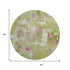 8' Lime Green Pink And Yellow Abstract Washable Round Rug With UV Protection