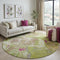 8' Lime Green Pink And Yellow Abstract Washable Round Rug With UV Protection