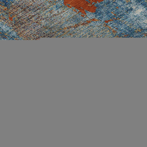 8' X 10' Navy Blue Orange And Teal Abstract Washable Area Rug With UV Protection
