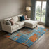 8' X 10' Navy Blue Orange And Teal Abstract Washable Area Rug With UV Protection