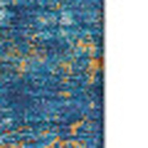 8' X 10' Navy Blue Orange And Teal Abstract Washable Area Rug With UV Protection