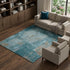 8' X 10' Teal And Taupe Abstract Washable Area Rug With UV Protection