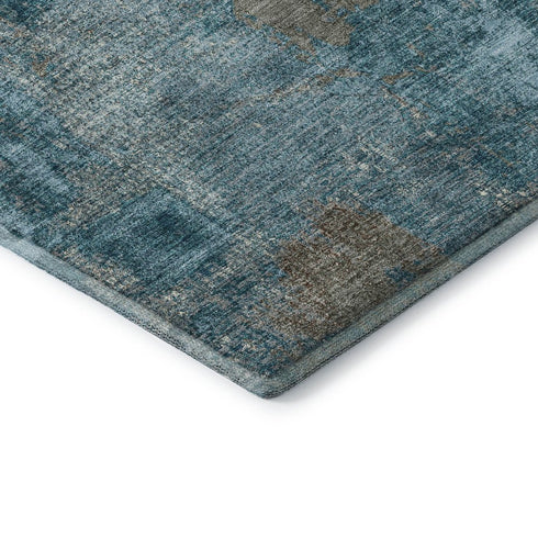 8' X 10' Teal And Taupe Abstract Washable Area Rug With UV Protection