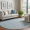 8' Denim Blue And Ivory Geometric Washable Round Rug With UV Protection