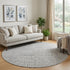 8' Gray And Ivory Geometric Washable Round Rug With UV Protection
