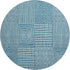 8' Teal And Ivory Geometric Washable Round Rug With UV Protection