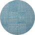 8' Teal And Ivory Geometric Washable Round Rug With UV Protection