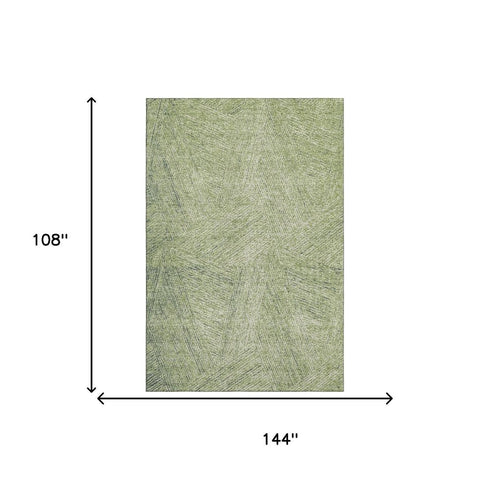 9' X 12' Artichoke Green And Beige Abstract Washable Area Rug With UV Protection