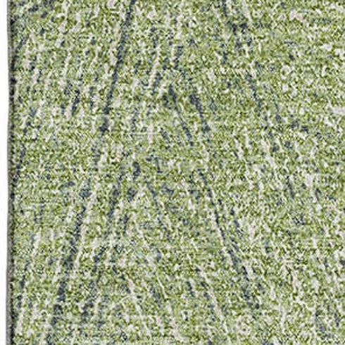 9' X 12' Artichoke Green And Beige Abstract Washable Area Rug With UV Protection