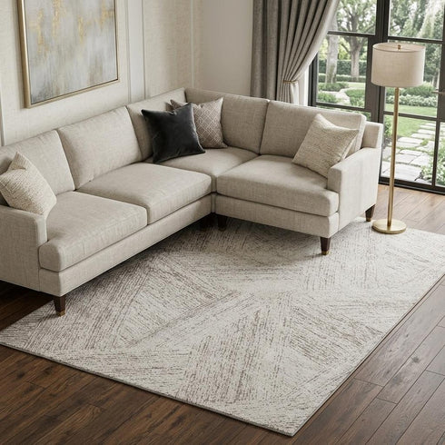 9' X 12' Beige And Brown Abstract Washable Area Rug With UV Protection