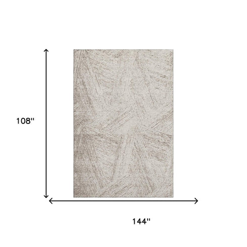 9' X 12' Beige And Brown Abstract Washable Area Rug With UV Protection
