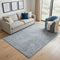 5' X 8' Denim Blue And Ivory Abstract Washable Area Rug With UV Protection