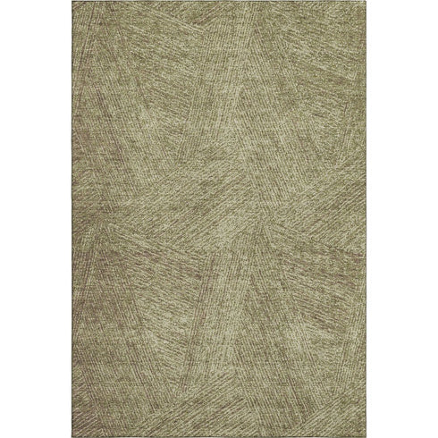 5' X 8' Green And Beige Abstract Washable Area Rug With UV Protection
