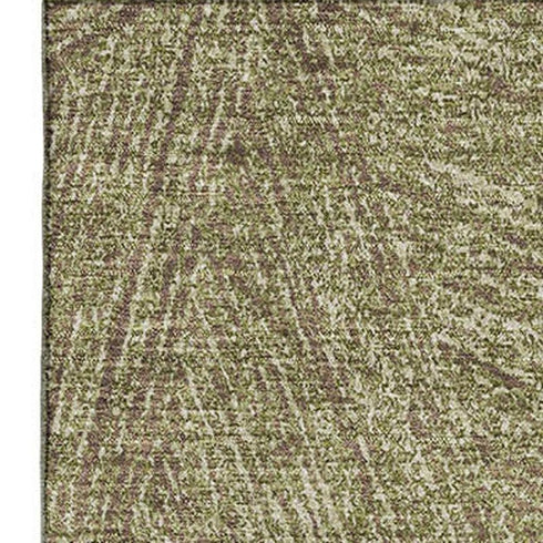 5' X 8' Green And Beige Abstract Washable Area Rug With UV Protection
