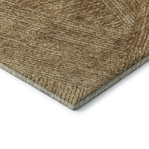 5' X 8' Gold And Beige Abstract Washable Area Rug With UV Protection