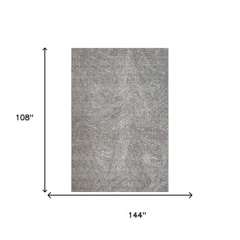 9' X 12' Gray And Silver Abstract Washable Area Rug With UV Protection