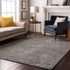 9' X 12' Gray And Silver Abstract Washable Area Rug With UV Protection
