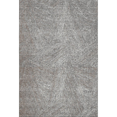 9' X 12' Gray And Silver Abstract Washable Area Rug With UV Protection