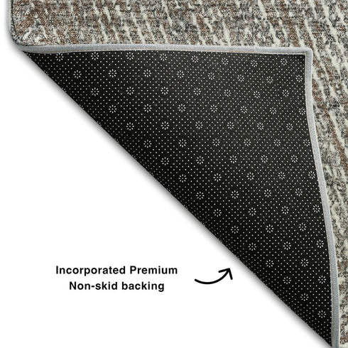 9' X 12' Gray And Silver Abstract Washable Area Rug With UV Protection